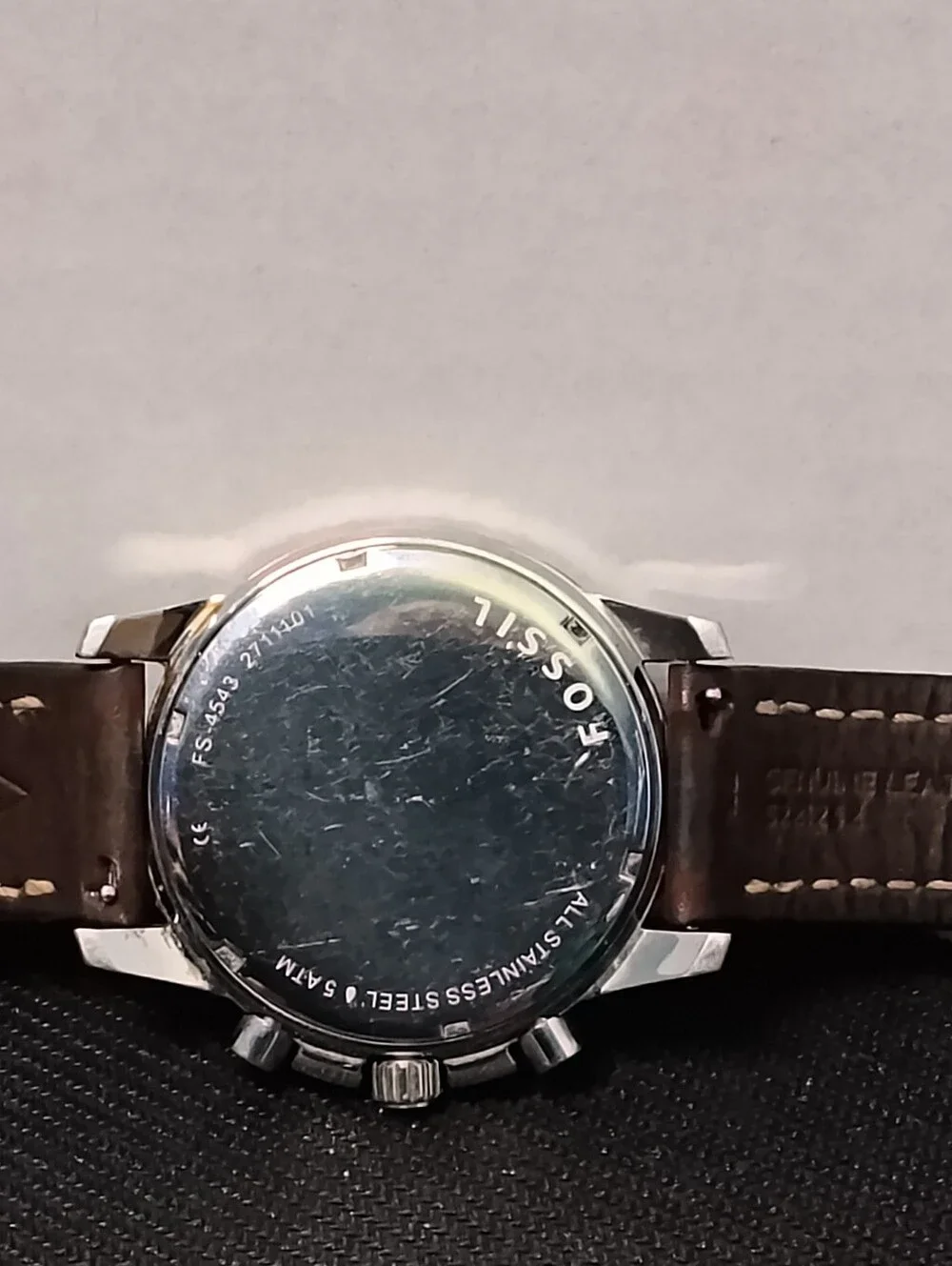 Fossil Chronograph Watch with Cream Dial and Brown Leather Strap FS5453